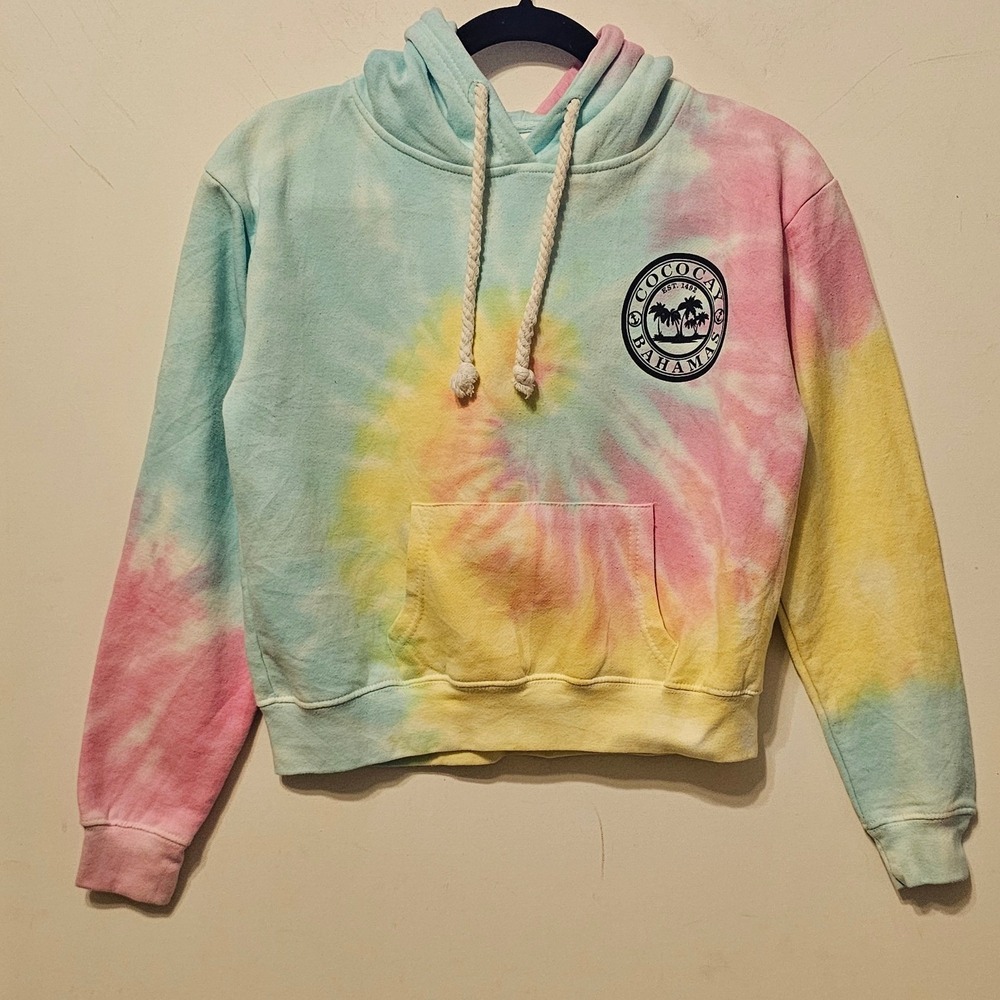 Dreamsicle CocoCay Bahamas Tie Dye Hoodie Pastel Pink Yellow Blue Small JT3